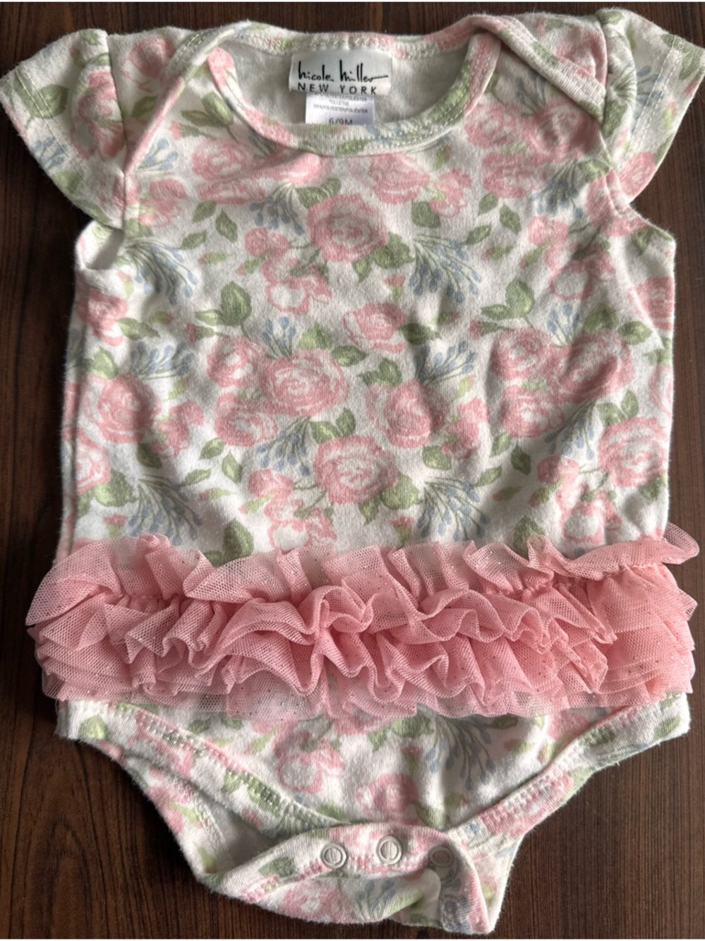 Nicole Miller Pink Floral Ruffle Baby Bodysuit